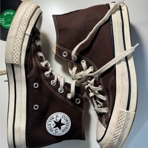 Converse Chocolate High-Tops with White Accents